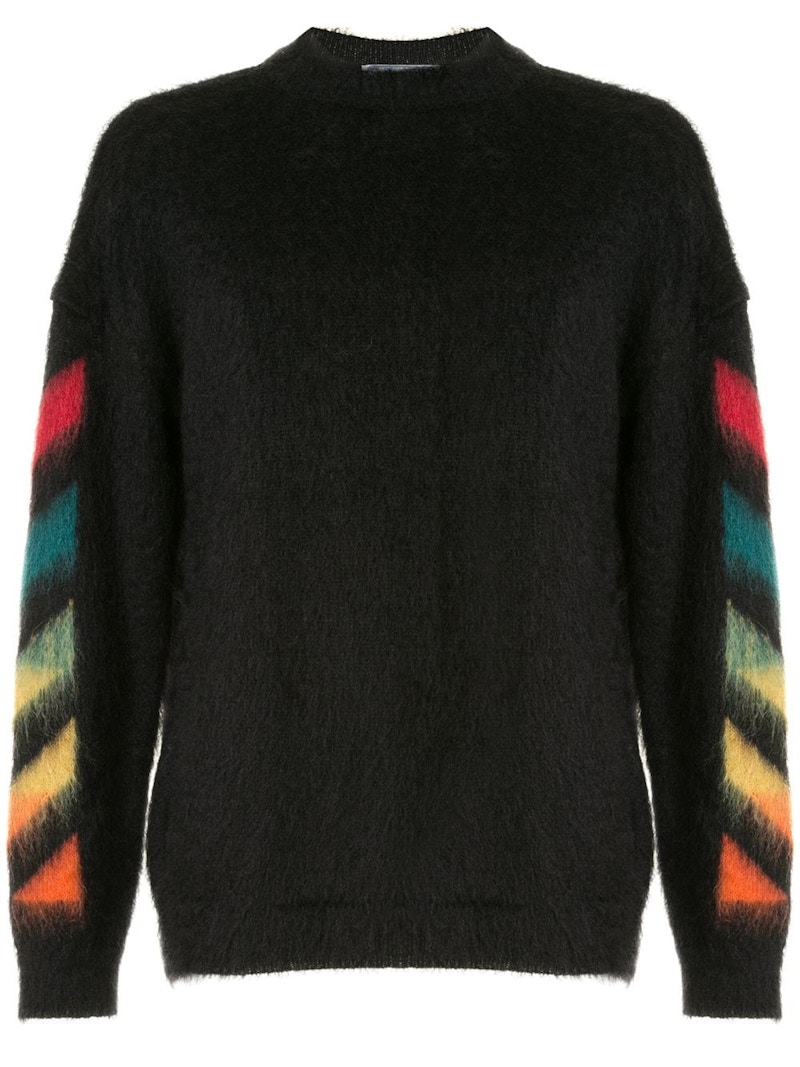 OFF-WHITE Brushed Mohair Diag Arrows Logo Knit Sweater Black