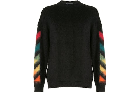 OFF-WHITE Maglione in Mohair Spazzolato Diag Arrows Logo Nero