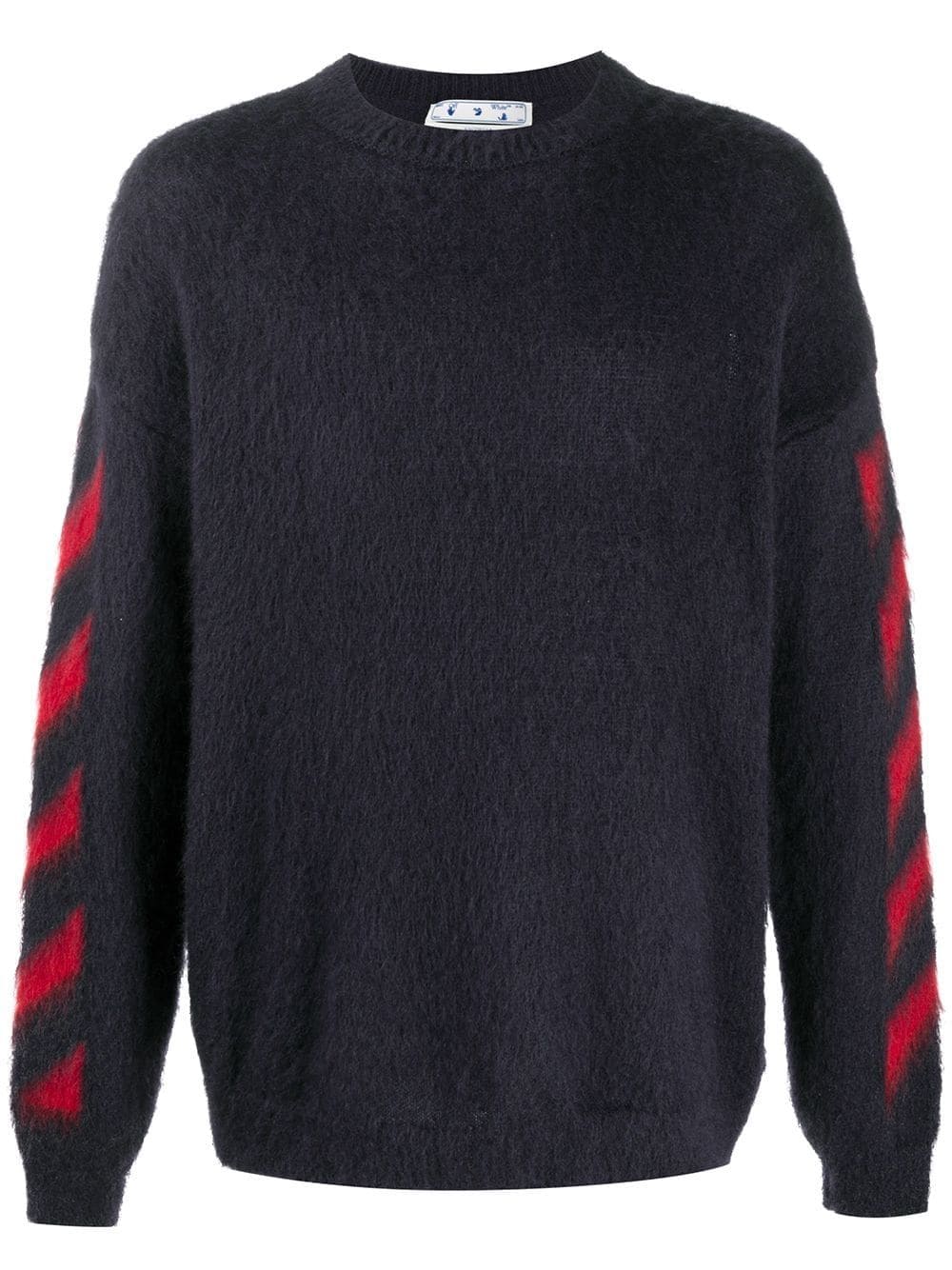 OFF-WHITE Brushed Mohair Diag Arrows Logo Knit Sweater Dark Grey/Red