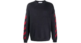 OFF-WHITE Brushed Mohair Diag Arrows Logo Knit Sweater Dark Grey/Red