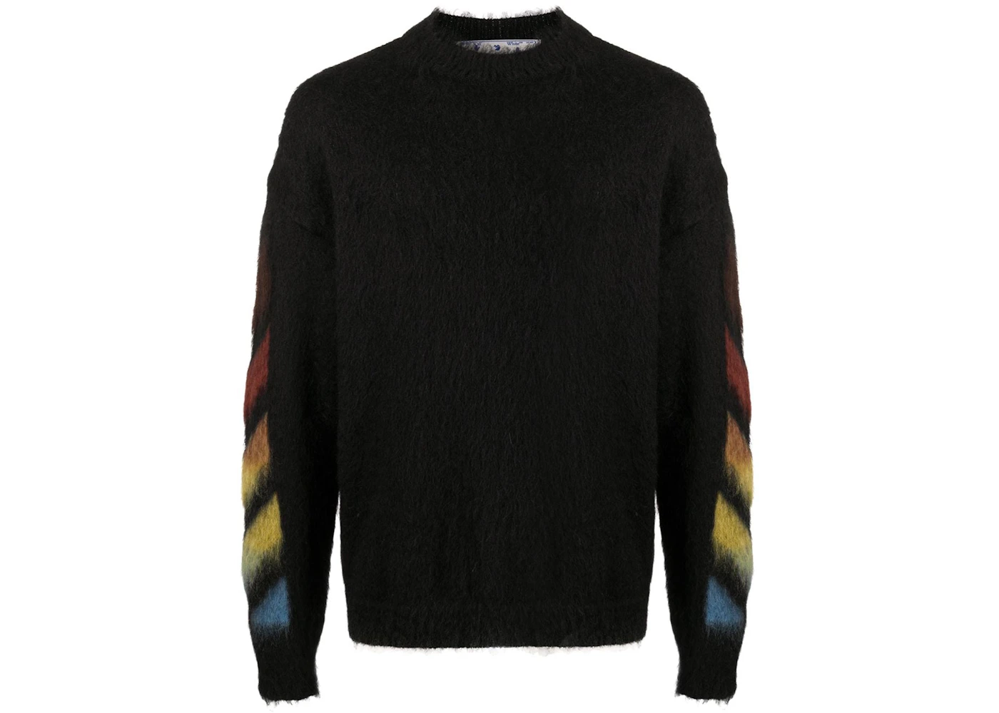 OFF-WHITE Brushed Mohair Diag Stencil Arrows Knit Sweater Black/Rainbow ...