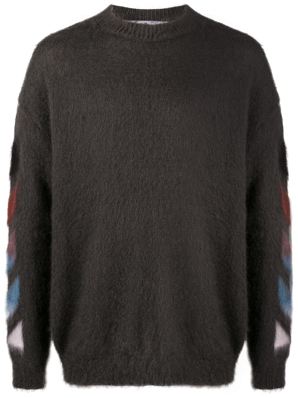 OFF-WHITE Brushed Mohair Diag Stencil Arrows Knit Sweater Grey