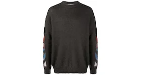 OFF-WHITE Brushed Mohair Diag Stencil Arrows Knit Sweater Grey/Rainbow