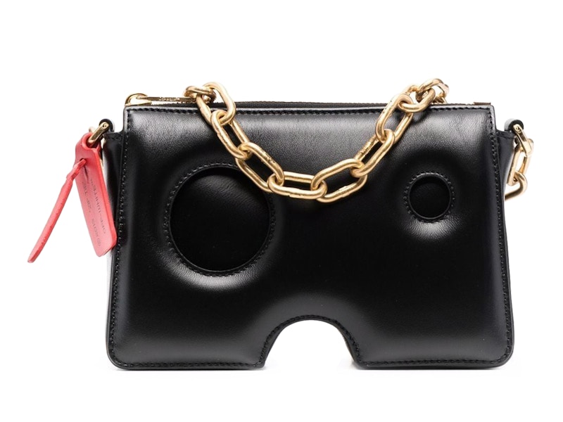 OFF-WHITE Burrow-22 Chain Link Shoulder Bag Black in Leather with