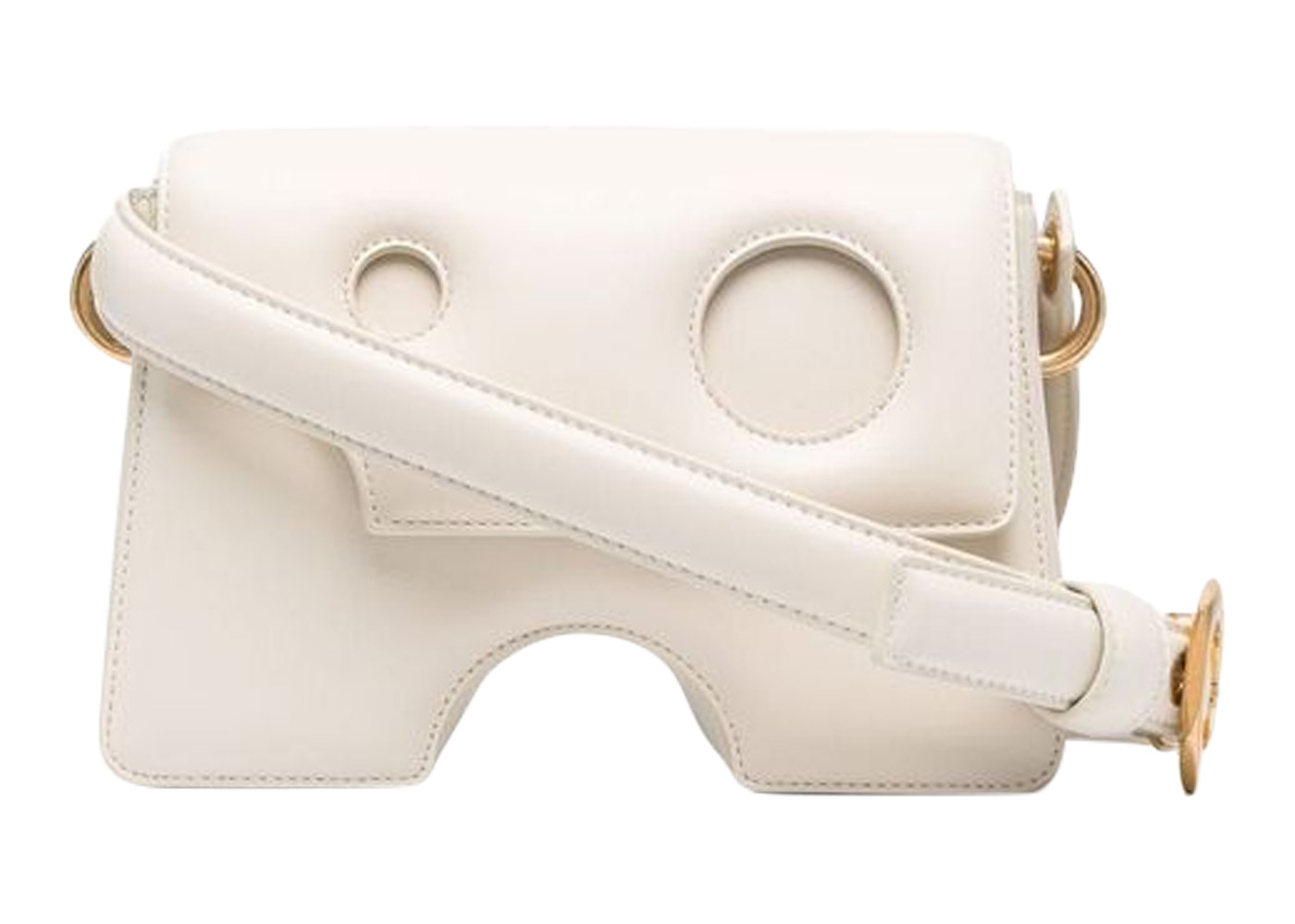 OFF-WHITE Burrow-22 Shoulder Bag Beige in Leather with Gold-tone - US