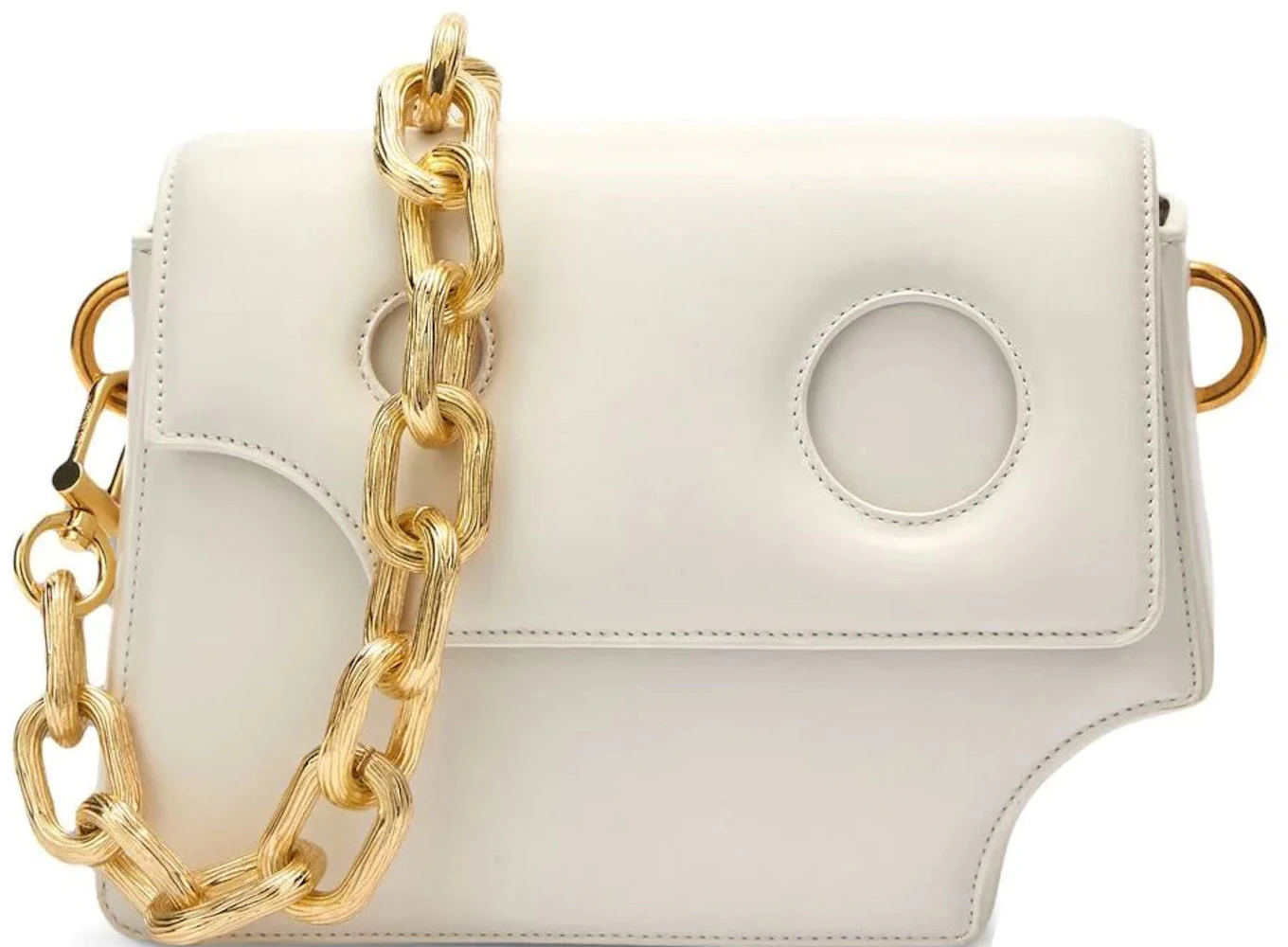 OFF-WHITE Burrow 24 Shoulder Bag White in Lambskin Leather with Gold ...