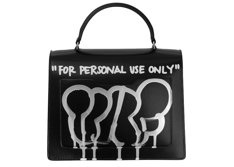 OFFWHITE "CASH INSIDE" 2.8 Jitney Bag (Back Drawing) Black in Leather with Silvertone US