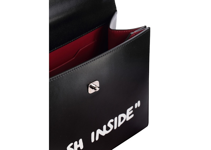 OFFWHITE "CASH INSIDE" 2.8 Jitney Bag (Back Drawing) Black in Leather with Silvertone