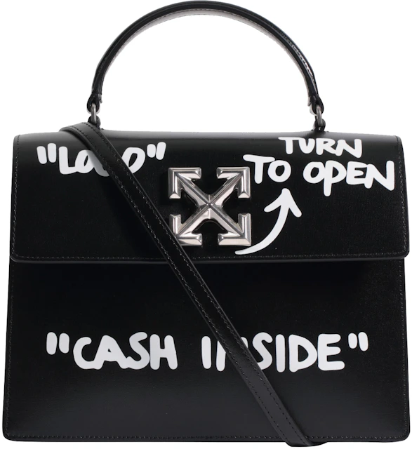 OFF-WHITE "CASH INSIDE" 2.8 Jitney Bag Drawing) Black with