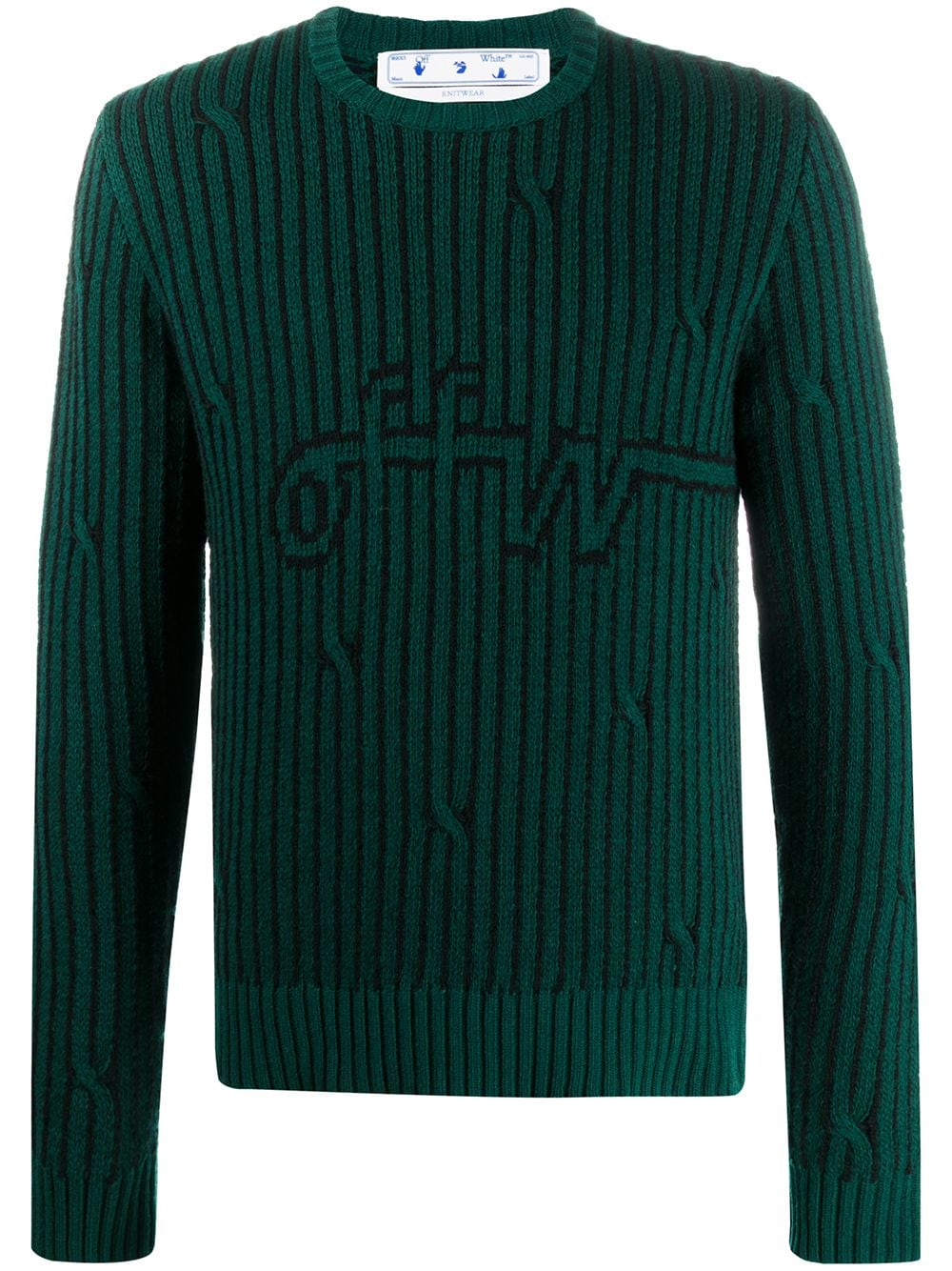OFF-WHITE Cables Knit Sweater Dark Green Men's - FW20 - US
