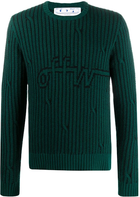 OFF-WHITE Cables Knit Sweater Dark Green FW20 Men's - US
