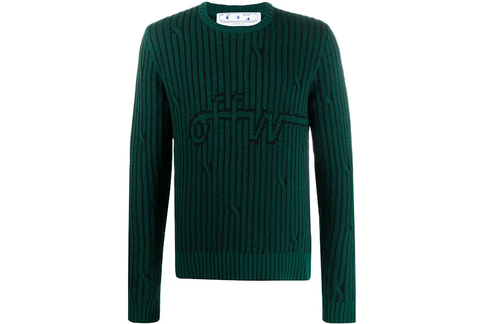 OFF-WHITE Cables Knit Sweater Dark Green