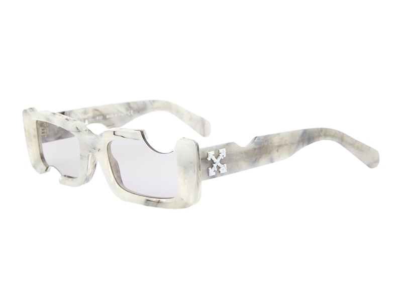 OFF-WHITE Cady Rectangular Frame Sunglasses Light Grey Marble/Grey