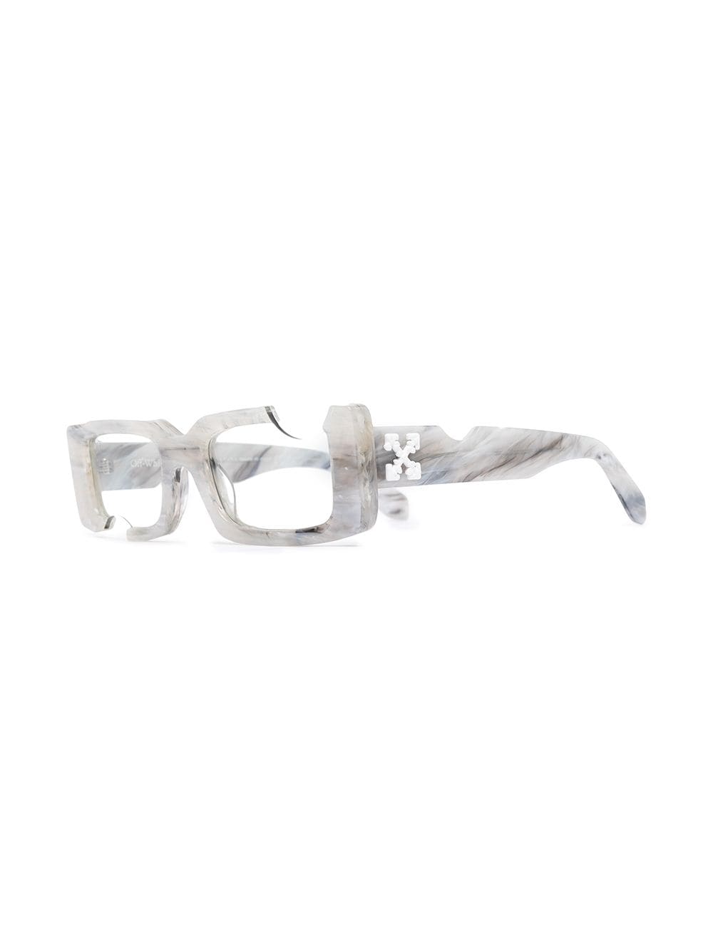 OFF-WHITE Cady Rectangular Frame Sunglasses Light Grey Marble/Grey (OERI006Y21PLA0010505)