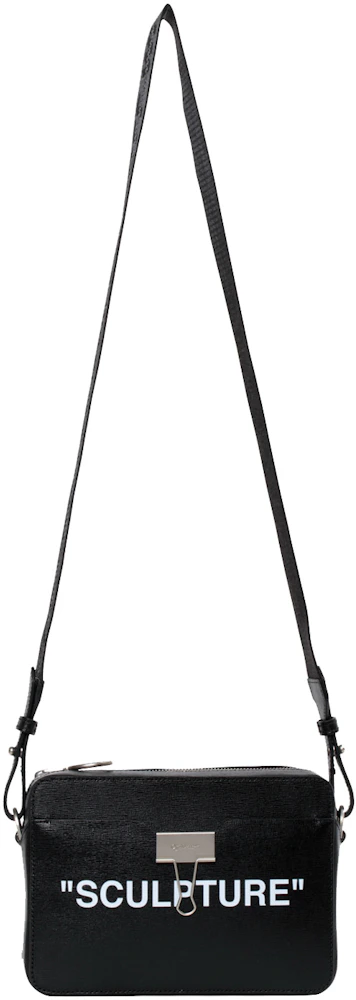 OFF-WHITE Camera Bag Sculpture Black White in Saffiano Leather
