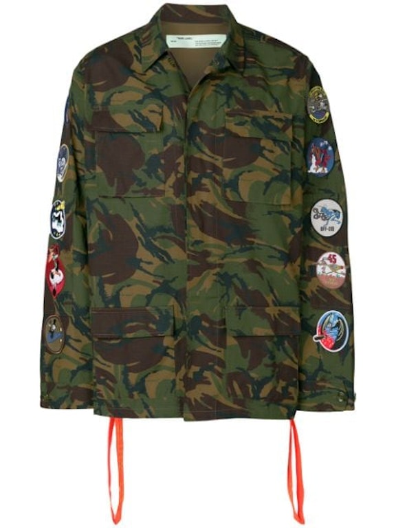 Pre-owned Off-white Camoflage Arrows Patch Sleeves Jacket Green