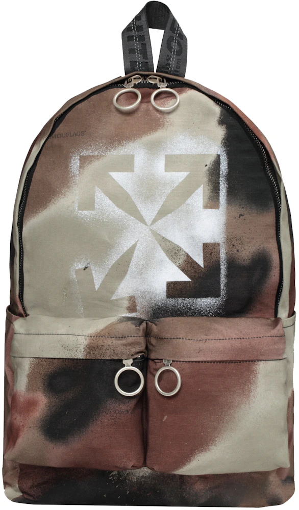 OFF-WHITE Camoflage Backpack Brown Cotton with Silver-tone - US