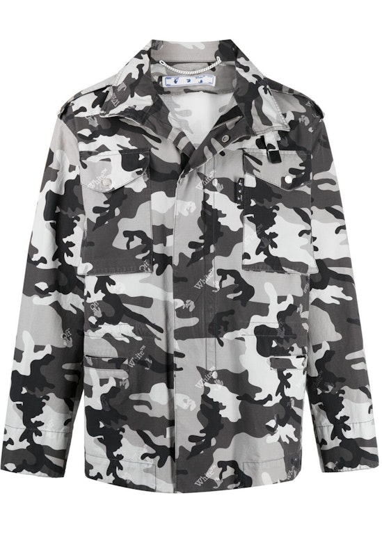 Pre-owned Off-white Camouflage All Over Logo Print Jacket Black Grey White