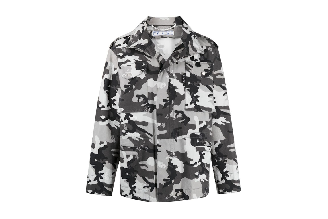 Pre-owned Off-white Camouflage All Over Logo Print Jacket Black Grey White