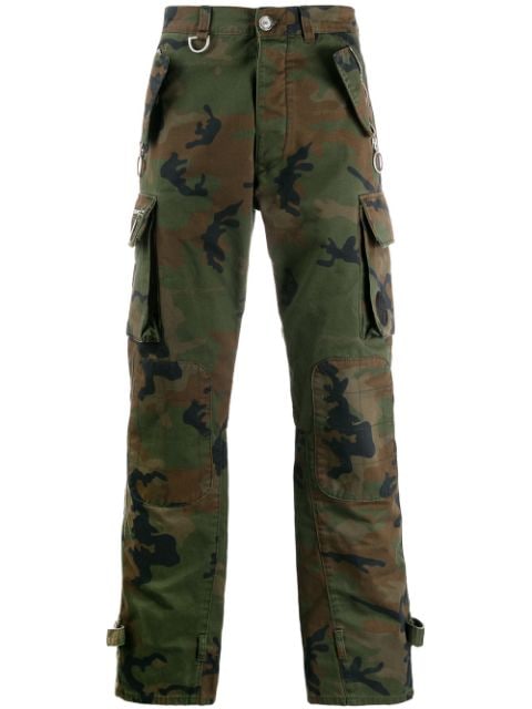 OFF-WHITE Camouflage Cargo Cotton Pants Green Men's - US