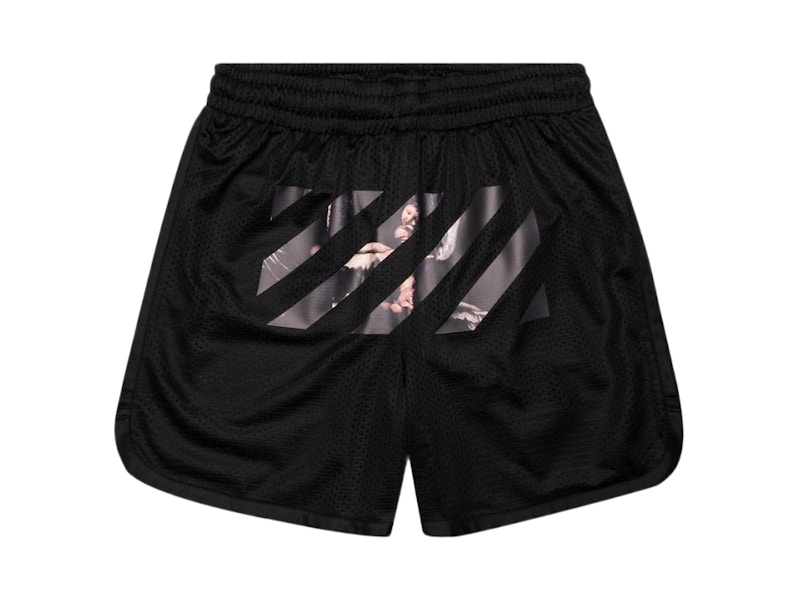 off white mesh shorts