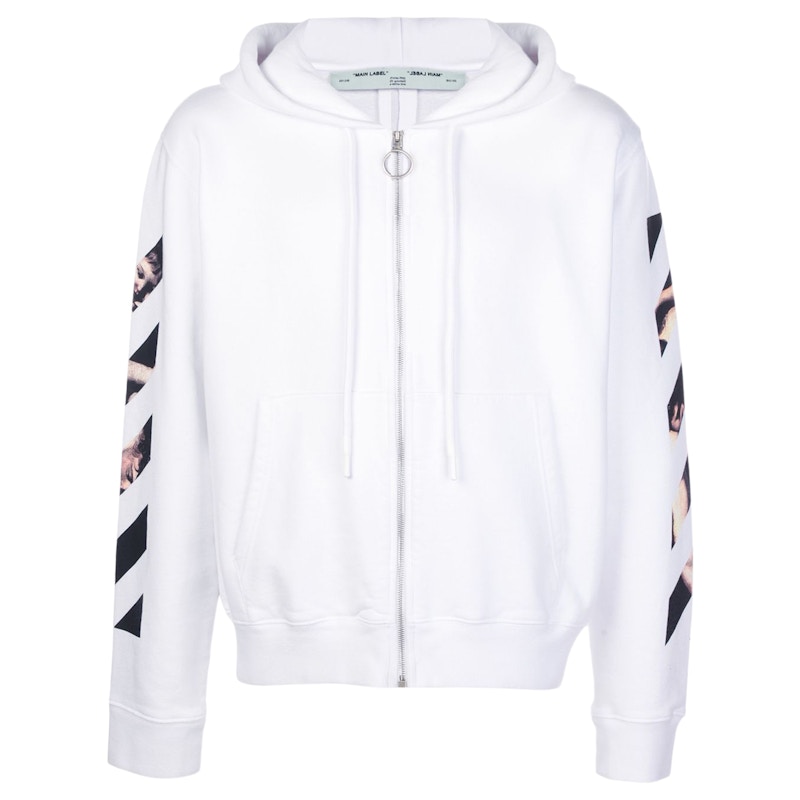 OFF-WHITE Caravaggio Arrows Zip Up Hoodie White - SS20 Men's - US