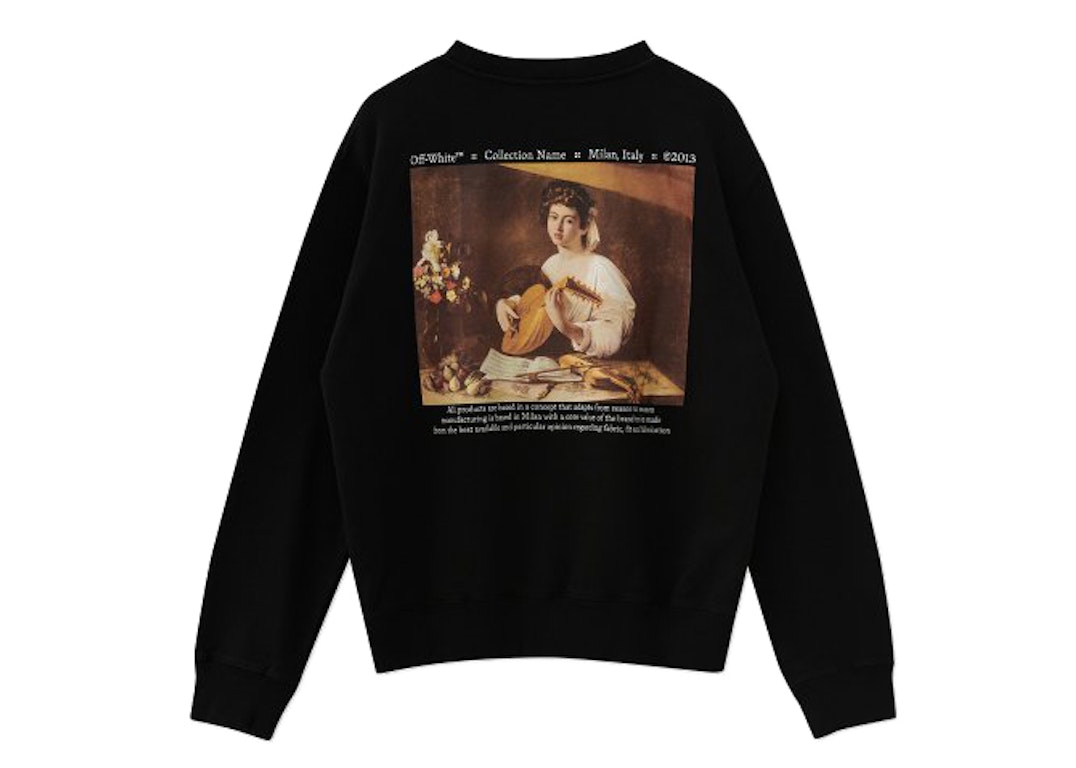 Pre-owned Off-white Caravaggio Back Print Crewneck Sweatshirt Black