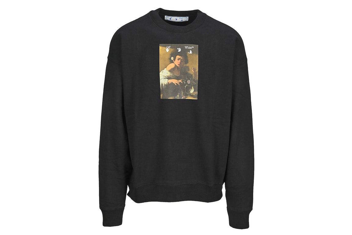 Pre-owned Off-white Caravaggio Boy Crew Sweatshirt Black