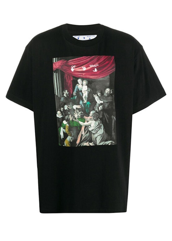 Pre-owned Off-white Caravaggio Madonna Of The Rosary Painting Oversized T-shirt Black
