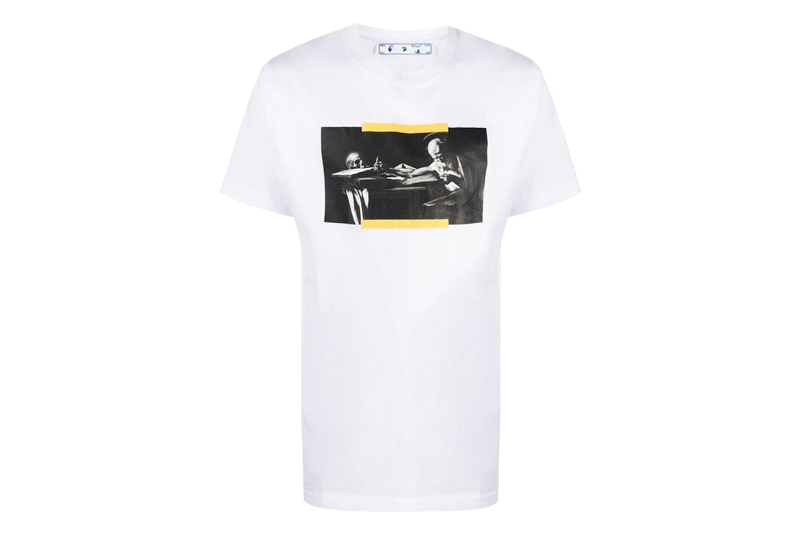Pre-owned Off-white Caravaggio Saint Jerome Writing Hands Off Logo Slim Fit T-shirt While/black/yellow