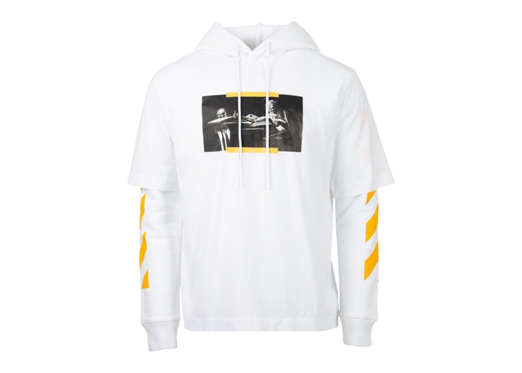 Pre-owned Off-white Caravaggio St. Jerome Writing Layered Hoodie White/yellow/black