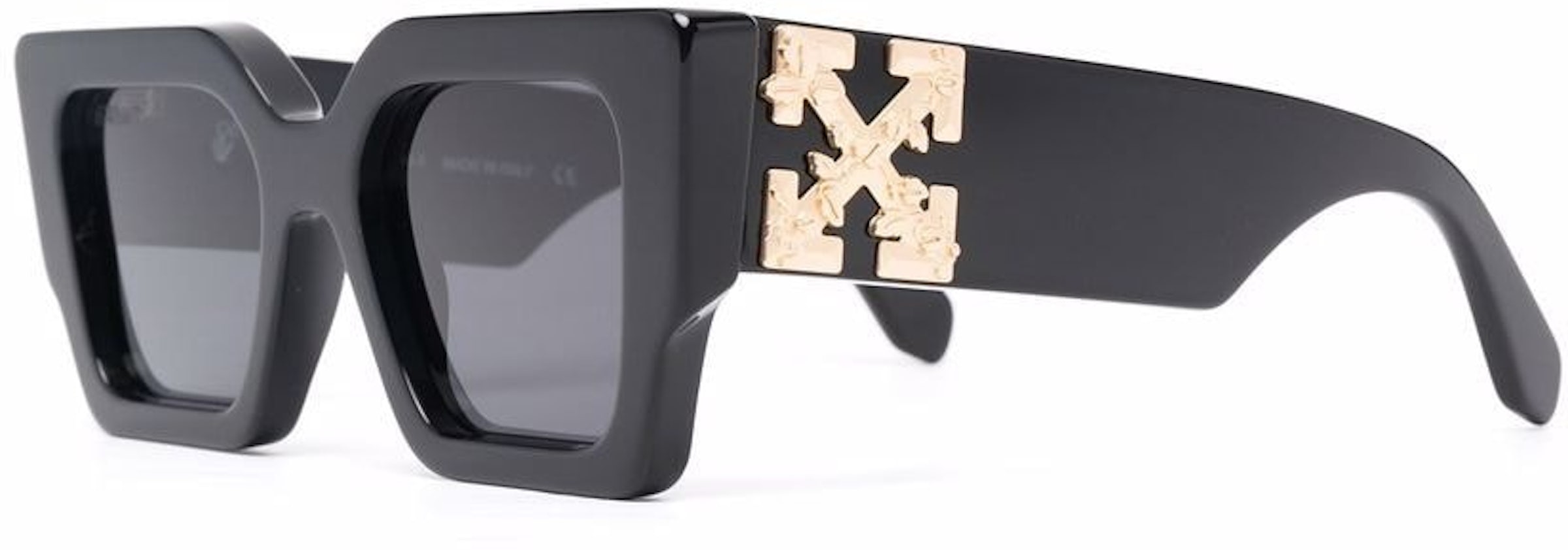 OFF-WHITE Catalina Rectangular Frame Sunglasses Black/Dark Grey/Gold  (OERI003Y21PLA0011007 / OERI003C99PLA0011007)