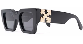 Off-White Catalina Rectangular Frame Sunglasses Black/Dark Grey/Gold