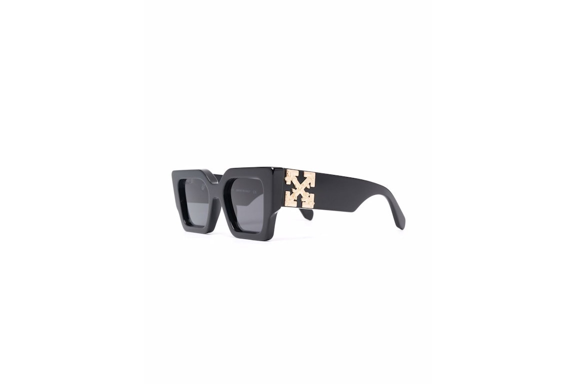 Pre-owned Off-white Catalina Rectangular Frame Sunglasses Black/dark Grey/gold (oeri003y21pla0011007 / Oeri003