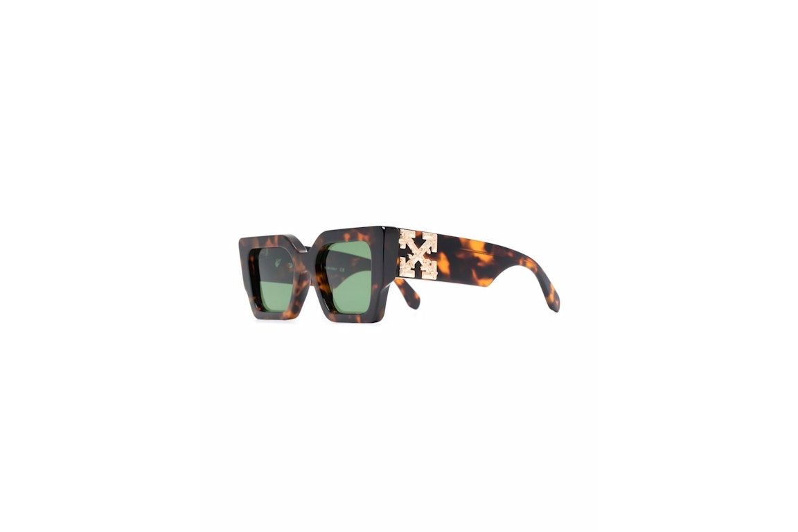 Pre-owned Off-white Catalina Rectangular Frame Sunglasses Brown/green/gold (oeri003y21pla0016055)