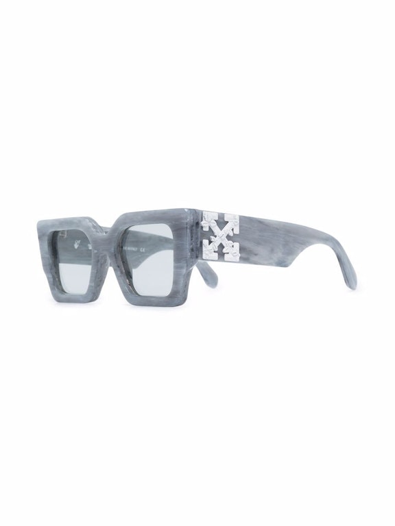 Pre-owned Off-white Catalina Rectangular Frame Sunglasses Light Grey/light Grey/white (oeri003y21pla0010505)
