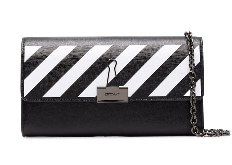 OFF-WHITE Chain-Strap Binder Wallet Black/White in Leather with