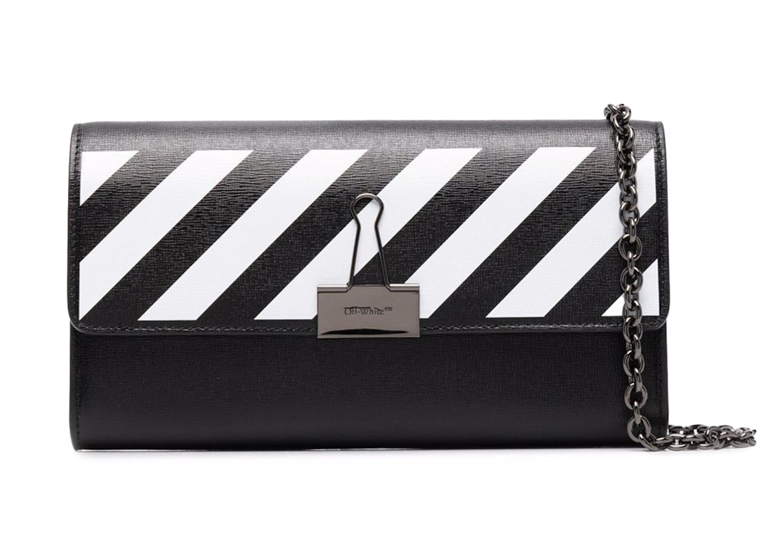 Pre-owned Off-white Chain-strap Binder Wallet Black/white