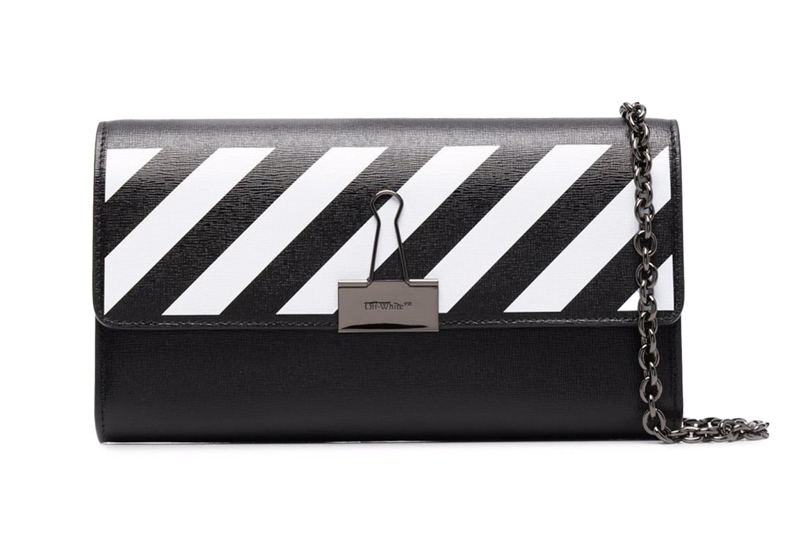 Pre-owned Off-white Chain-strap Binder Wallet Black/white