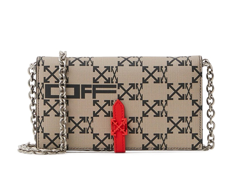 OFF-WHITE Chain Strap Wallet Arrows Monogram Brown/Black/Red