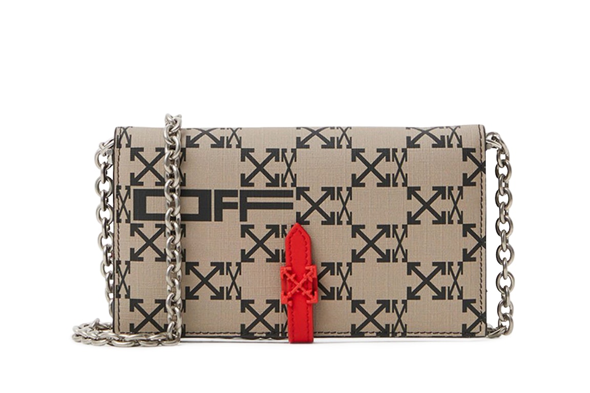 Pre-owned Off-white Chain Strap Wallet Arrows Monogram Brown/black/red