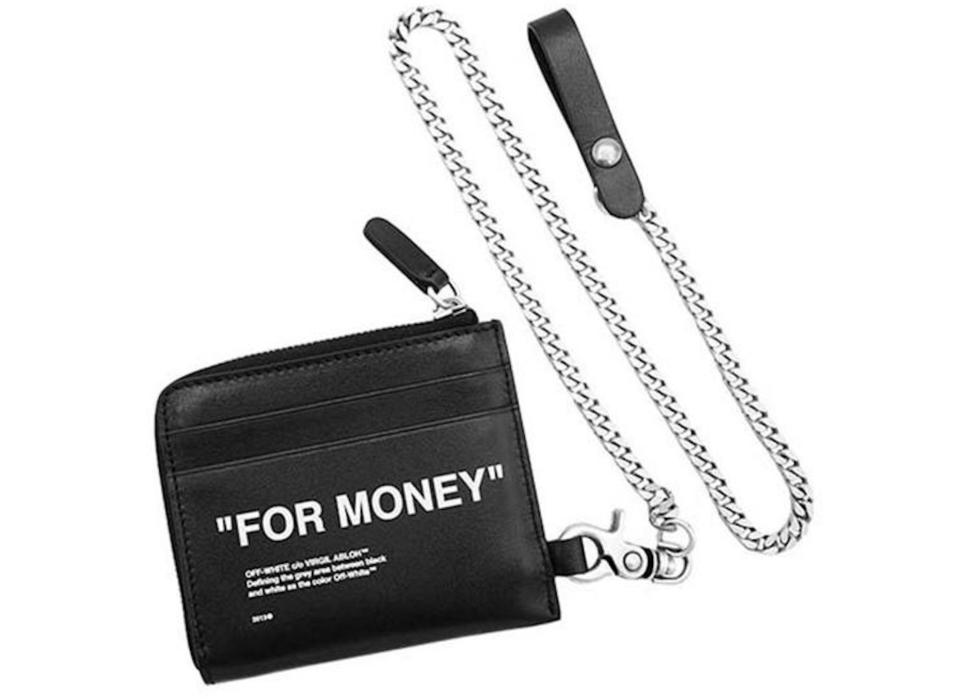 OFF-WHITE Chain Wallet "For Money" Black in Leather with Silver
