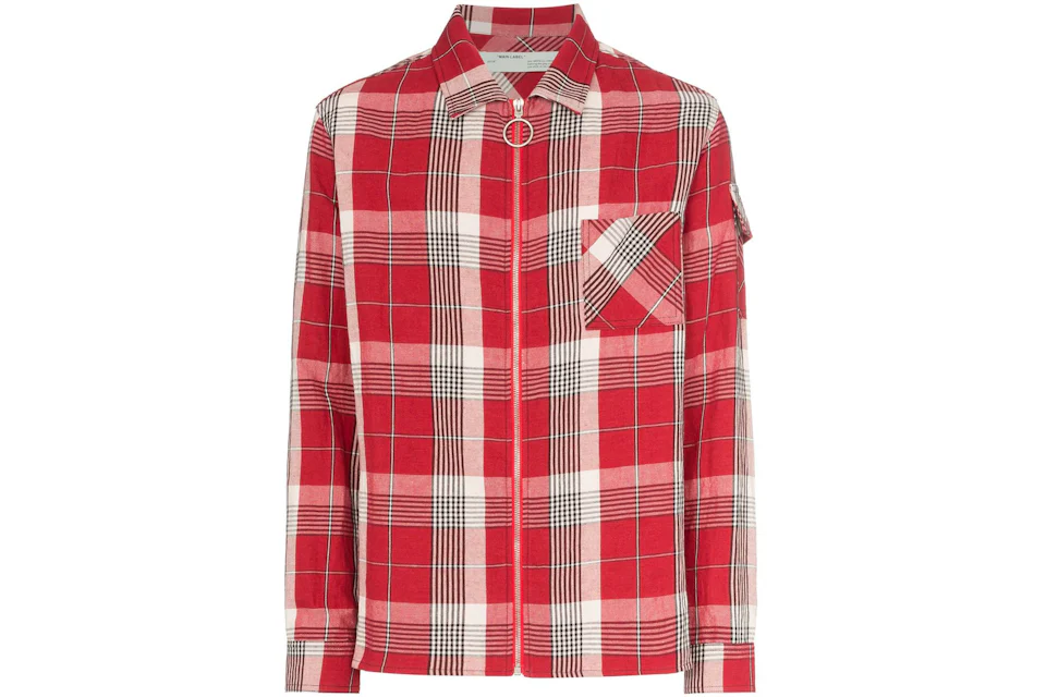 OFF-WHITE Checkered Zip Up Skulls Flannel Shirt Red/Multicolor
