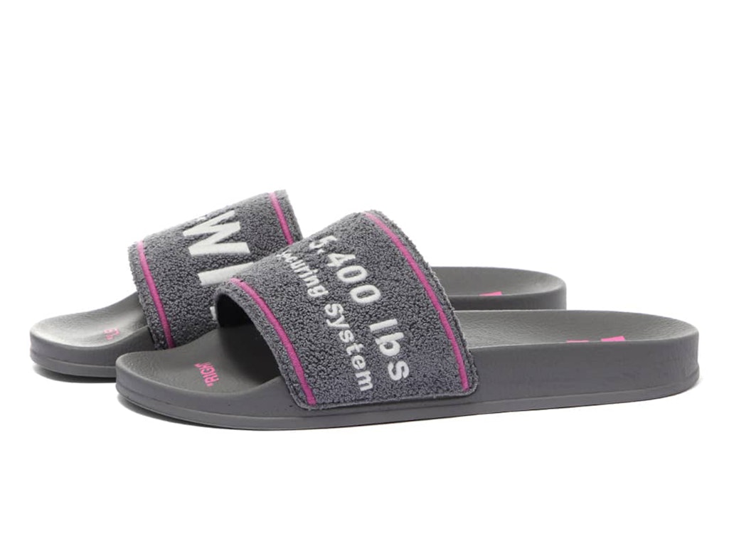 Pre-owned Off-white Chenille Slide Embroidered Grey Fuschia White In Grey/fuschia/white