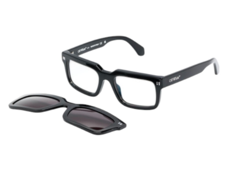 Pre-owned Off-white Offwhite Clip On Eyeglasses In Black Dark Grey Polarized (oeri130s24pla0011007/fr)