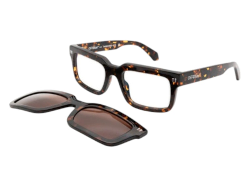 Pre-owned Off-white Offwhite Clip On Eyeglasses In Havana Brown Polarized (oeri130s24pla0016064/fr)