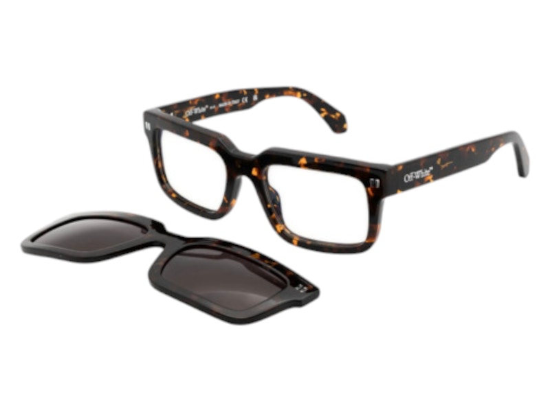 Pre-owned Off-white Offwhite Clip On Eyeglasses In Havana Dark Grey Polarized (oeri130s24pla0016007/fr)