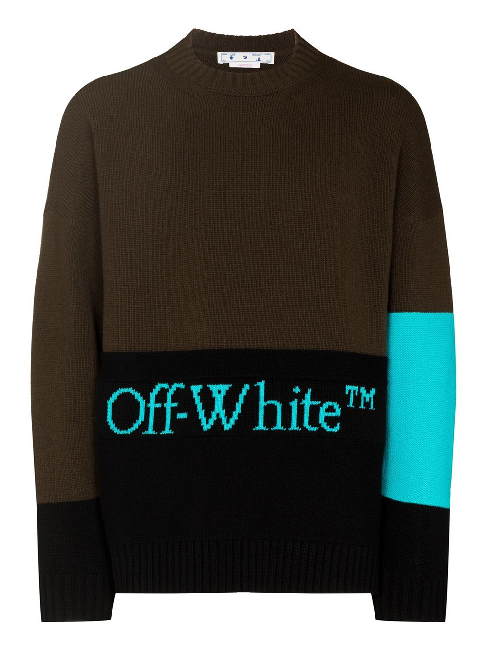 OFF-WHITE Color Block Logo Knit Sweater Brown/Black/Blue Men's