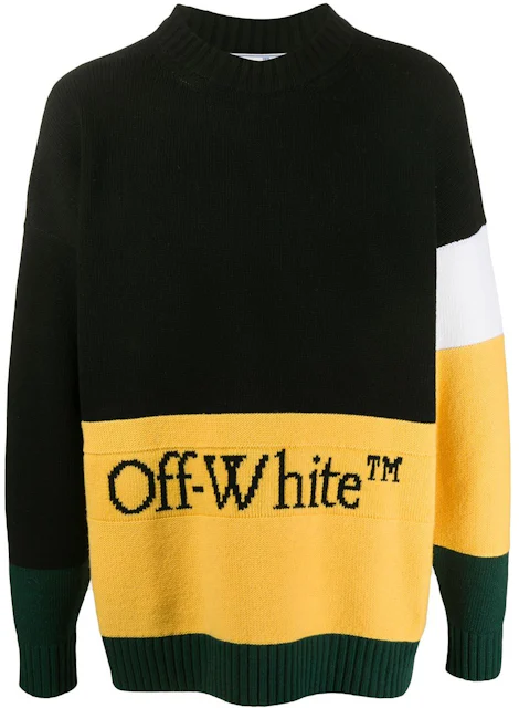 OFF-WHITE Color Block Logo Sweater Black/Yellow - FW20 Homme - FR