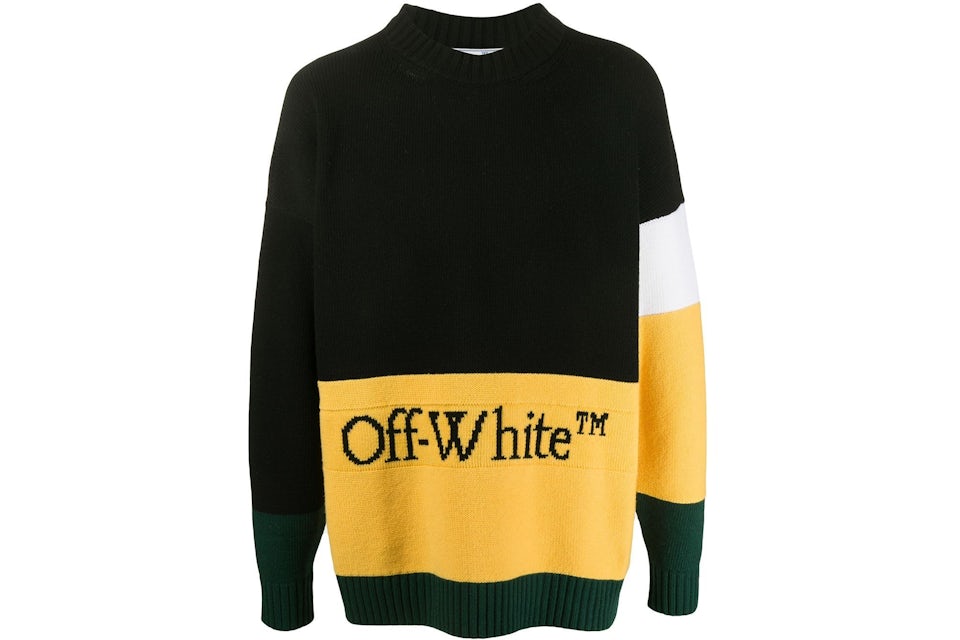 OFF-WHITE Color Block Logo Sweater Black/Yellow Men's - FW20 - US